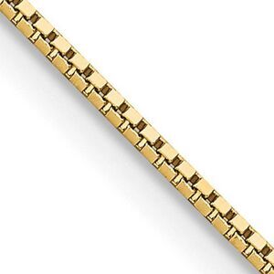 1mm 14K Yellow Gold Solid Box Chain Necklace, 16 Inch